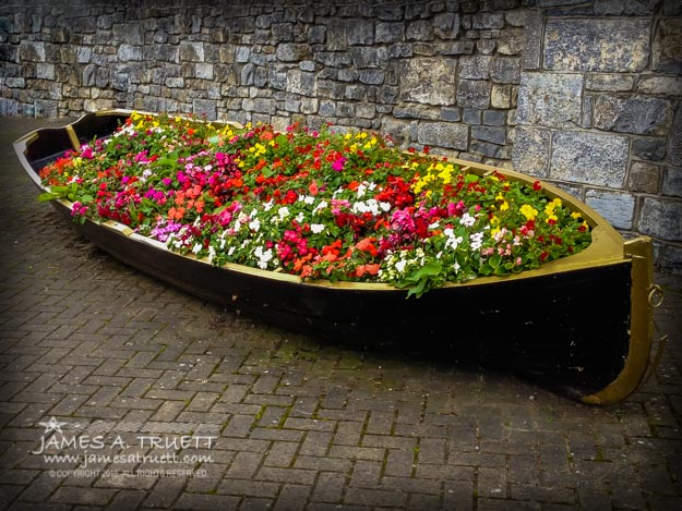 small boat recycled as a flower planter in Lanesborough, County ...