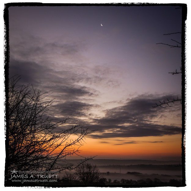 Misty sunrise over County Clare, Ireland.