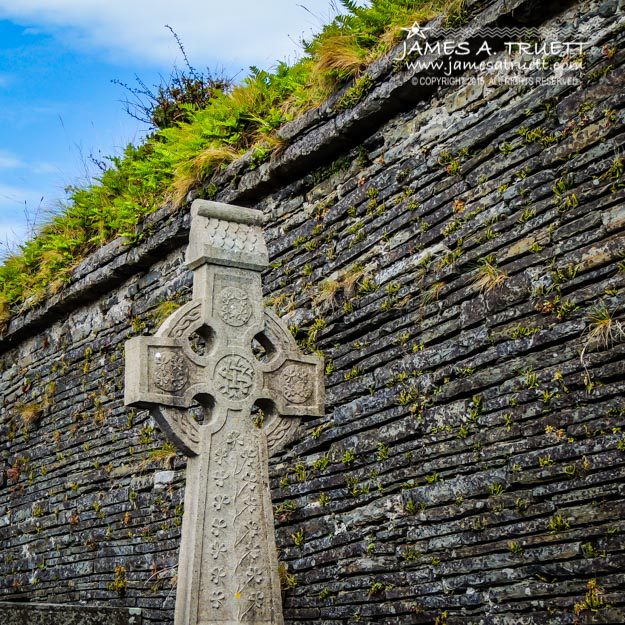 Celtic Cross at Kilmurry-Ibrickan Church near Quilty in County Clare, Ireland.