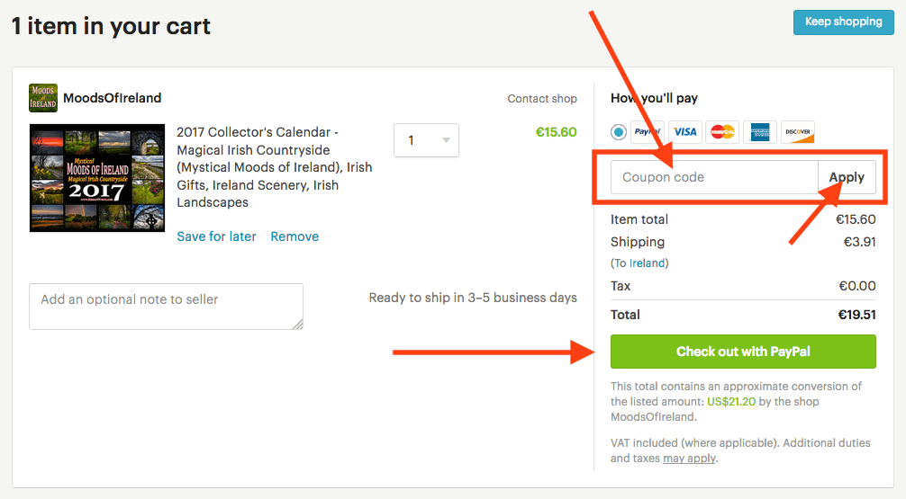 How to Use a Coupon Code at the Moods of Ireland Online Shop James Truett